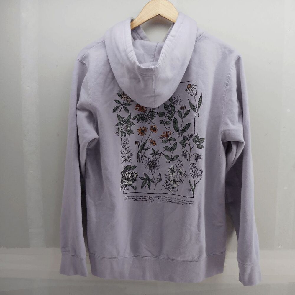BSR by Samii Ryan Womens Small Hoodie Pullover Politics Fleurs‎ Flowers Lavender
